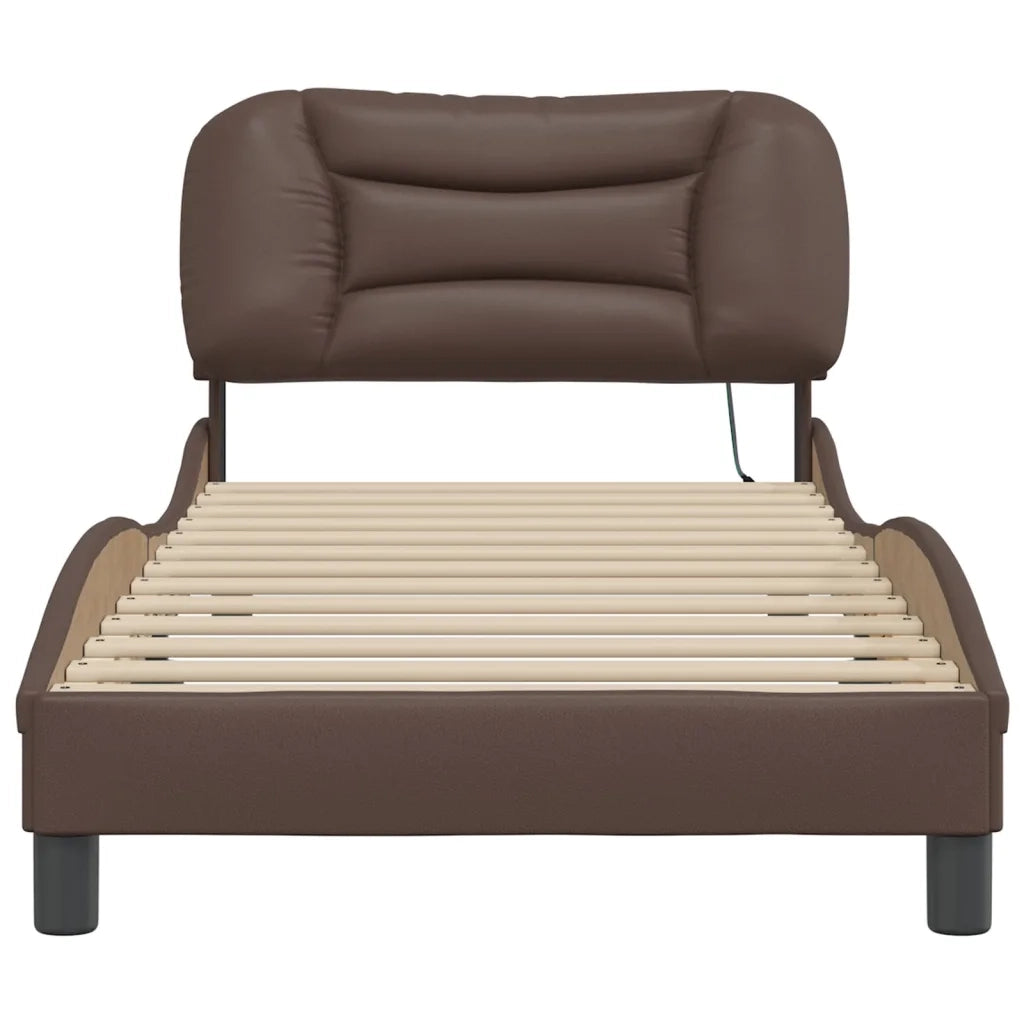 Letto singolo | Letto per adulti | Giroletto con LED senza Materasso Hvar Marrone 80x200 cm