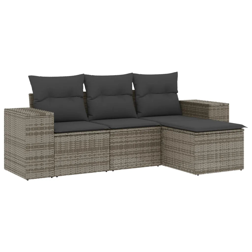 Salotto da Giardino-Set Divani da Giardino 4 pz con Cuscini in Polyrattan Grigio 765982