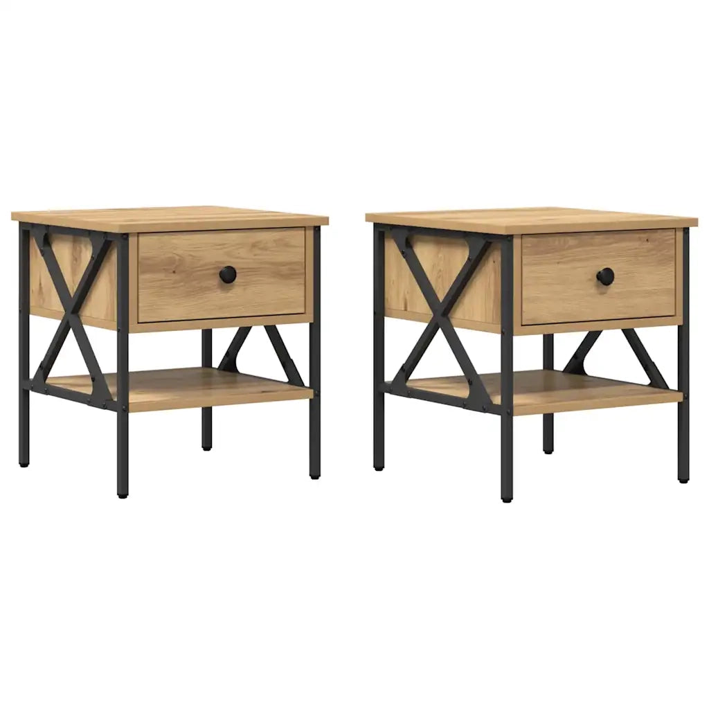 Comodino con cassetto 2 pcs rovere artigianale 40 x 42 x 45 cm 871225