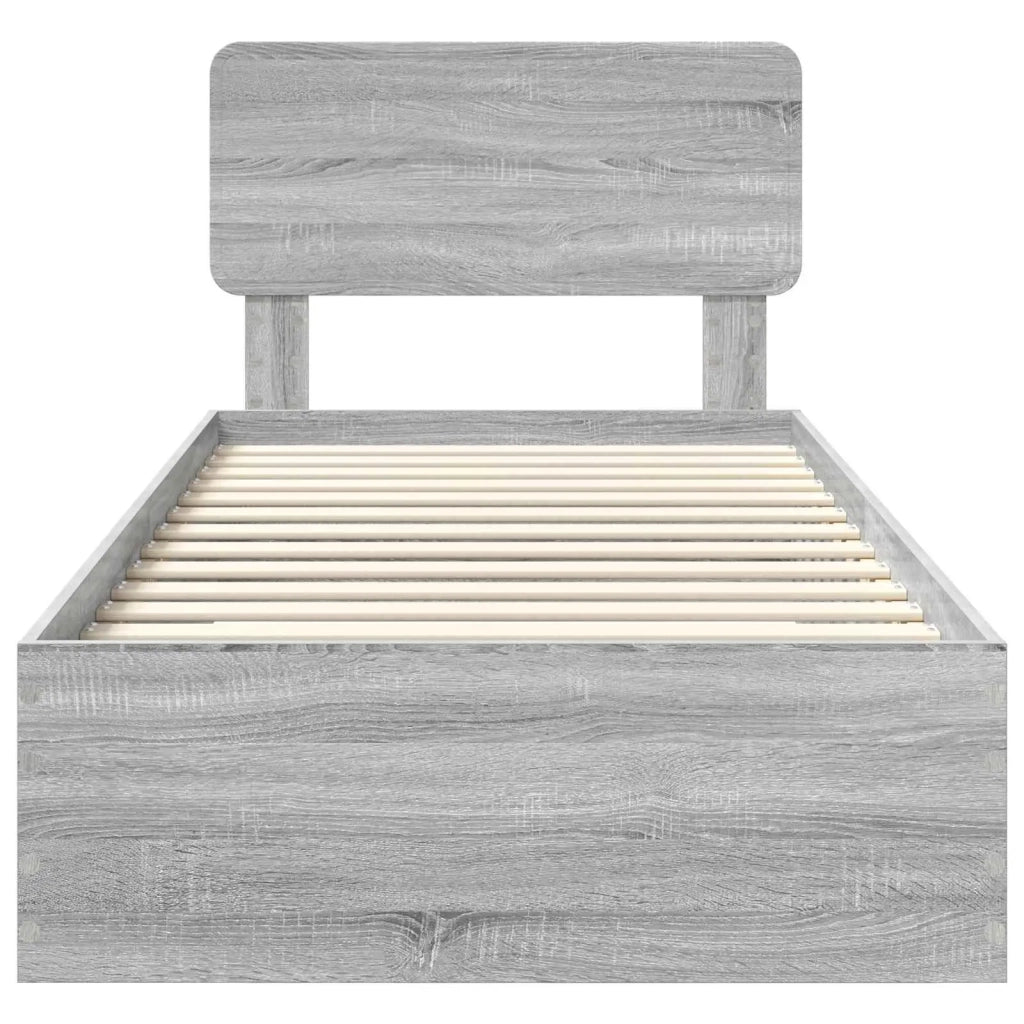 Struttura del letto con testiera Grigio Sonoma 100 x 200 cm