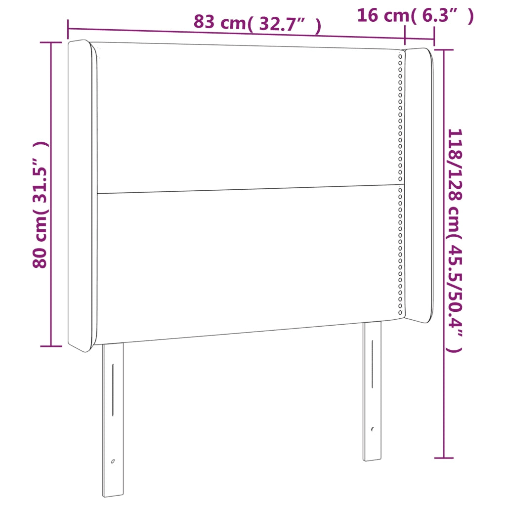 Testiera ad Orecchio Grigio Scuro 83x16x118/128 cm in Velluto 3119471