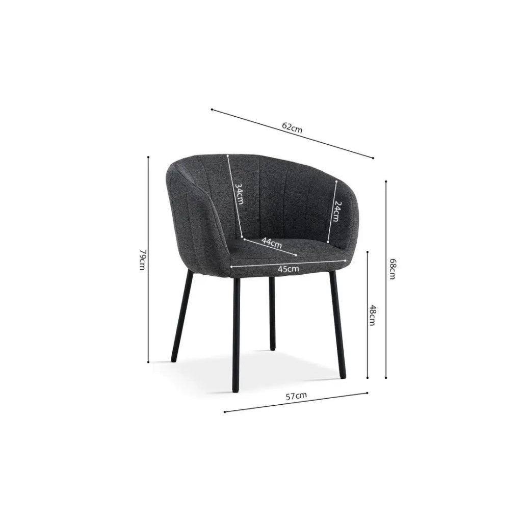 Sedia SEVILLE in tessuto grigio scuro, dimensioni H79 x L57 x P62, ideale per la tua cucina o sala da pranzo.