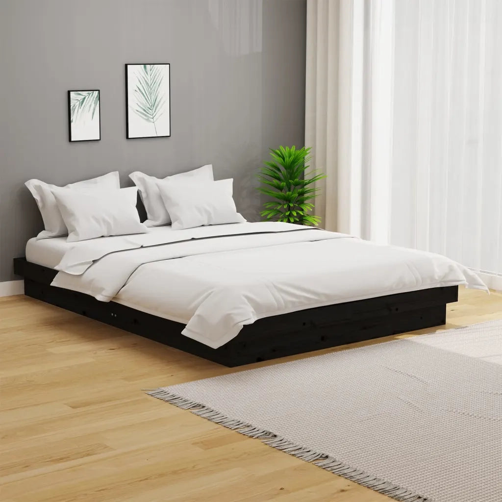 Giroletto Nero in Legno Massello 135x190 cm Double 819951