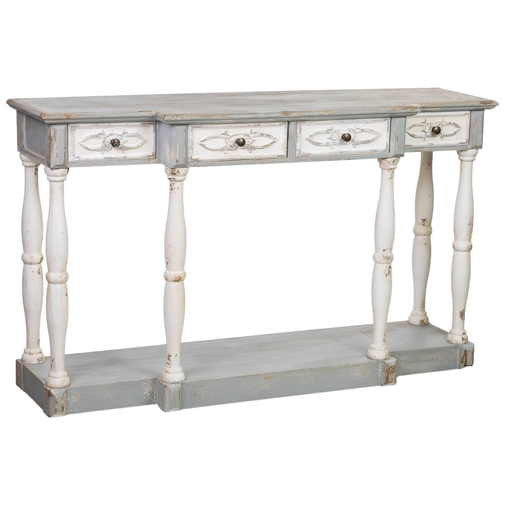 Mobile da ingresso in legno con 4 cassetti 142,5x42x85h cm