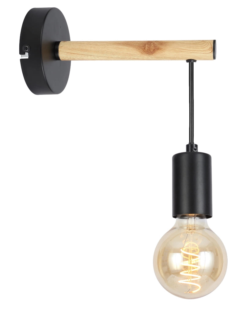 Applique Candellux IZZY legno nero acciaio 1xE27 60W