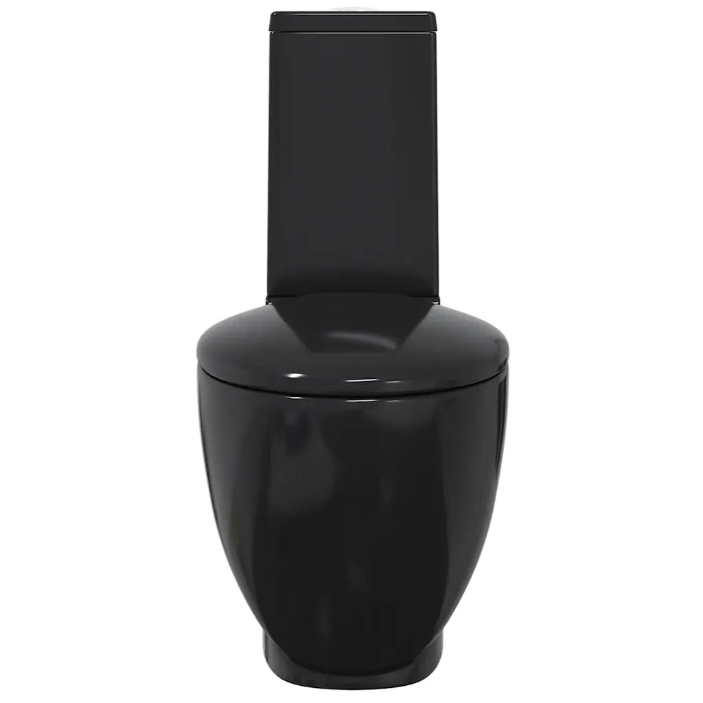 Vaso WC in Ceramica da Bagno Rotondo Base con Scarico Nero 141136