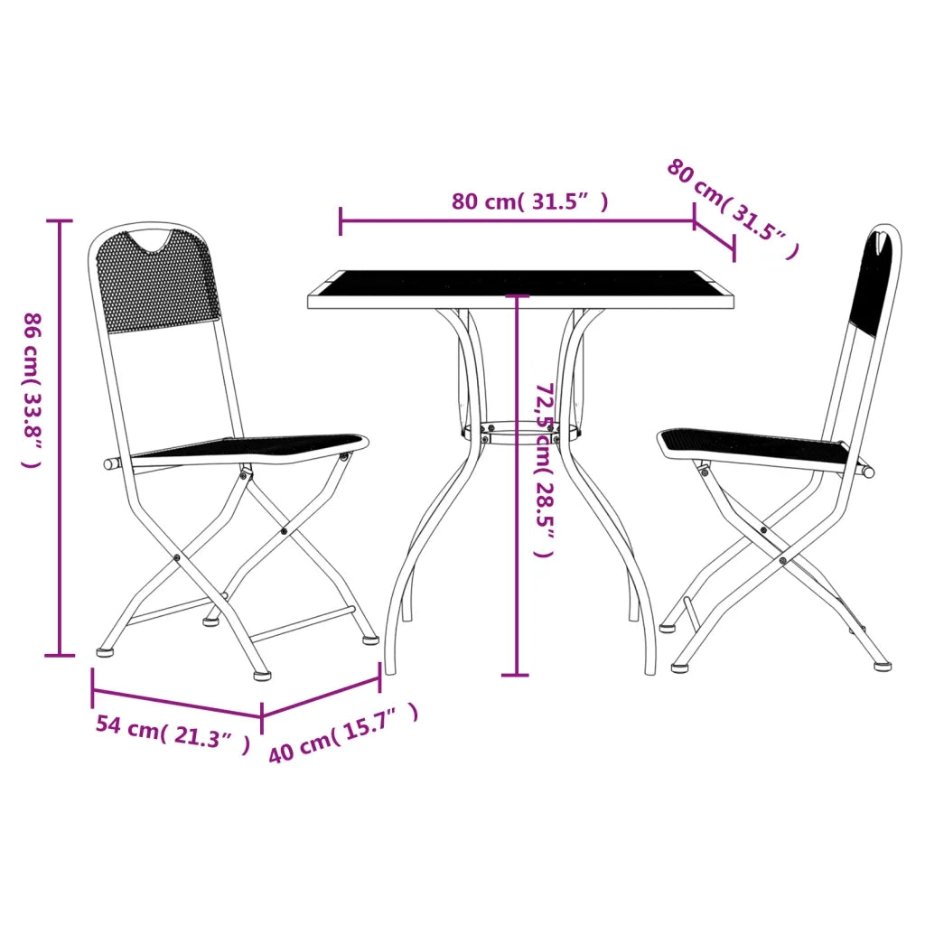 Set da Pranzo da Giardino 3pz Antracite in Rete Metallica 3211809