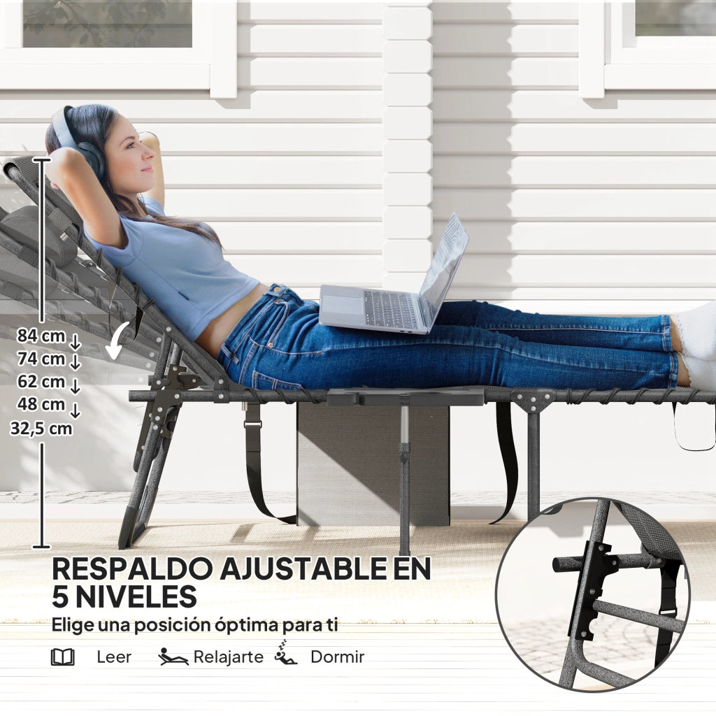 Divano letto reclinabile con braccioli e velluto grigio ¨C zephmum ¨C 190x60x31 cm