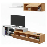 Mobile Soggiorno Aligator, Parete Attrezzata Modulabile, 220x40x44h cm Marrone Rovere Nodi