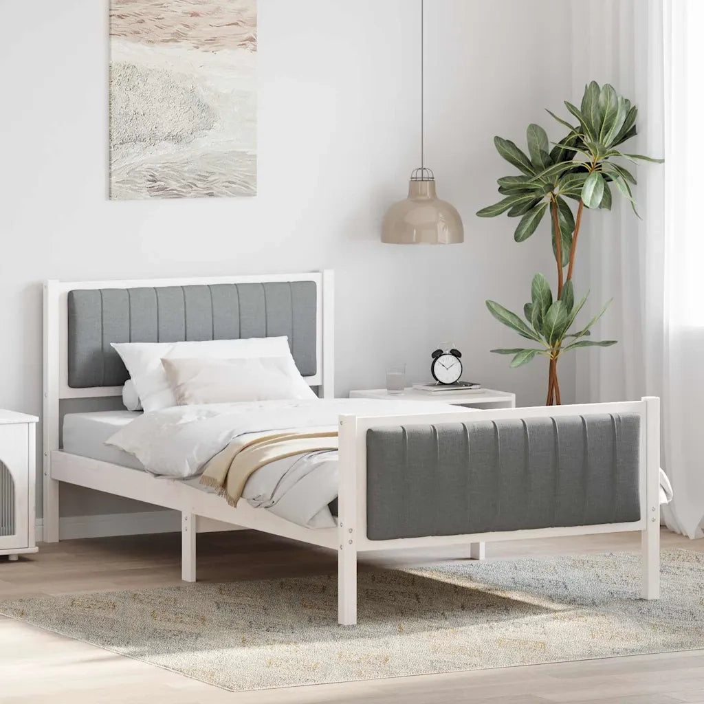 Struttura del Letto Bianco e grigio chiaro 100 x 200 cm 878493