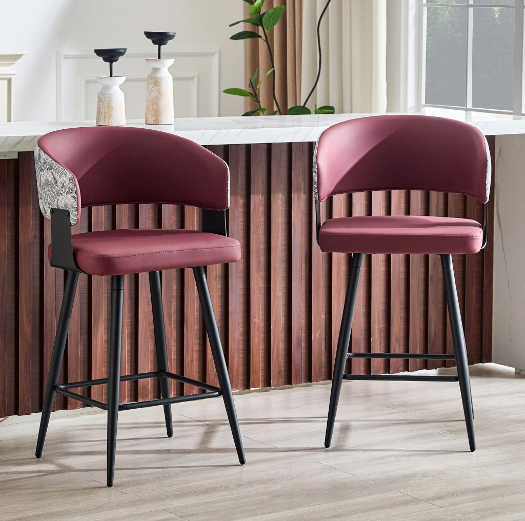 Sedia da sala da pranzo 46x47x94,5 cm in PU rosso, con braccioli e schienale