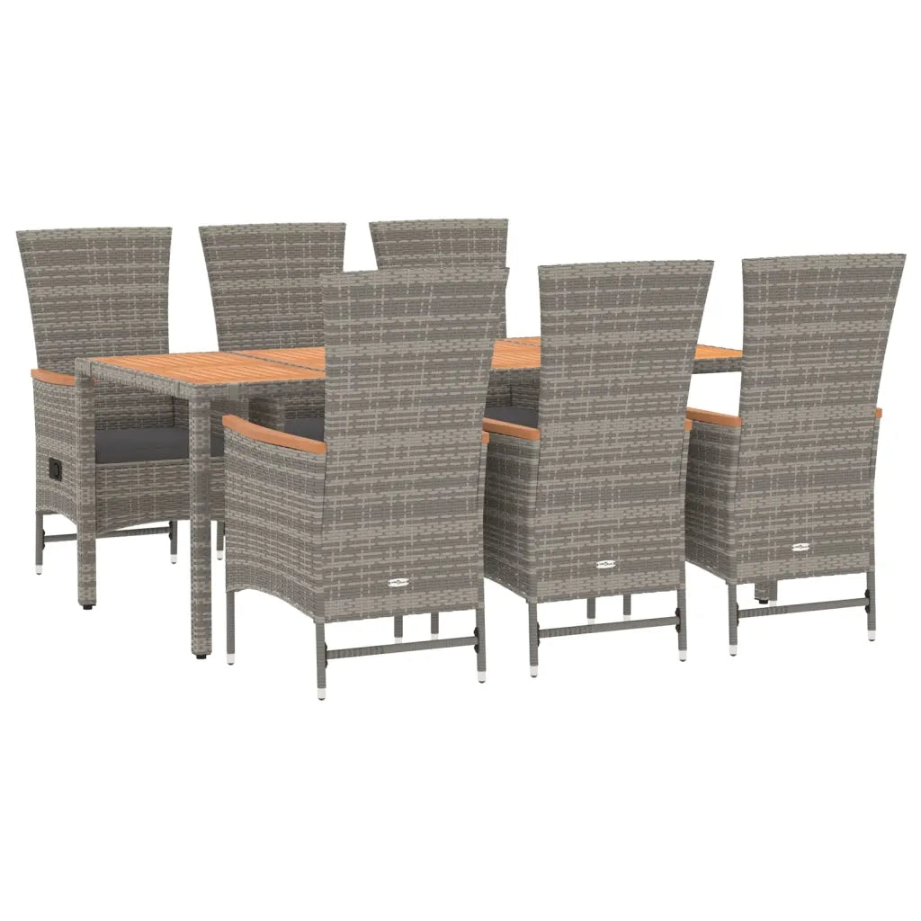Set da Pranzo da Giardino 7 pz con Cuscini in Polyrattan Grigiocod mxl 100394