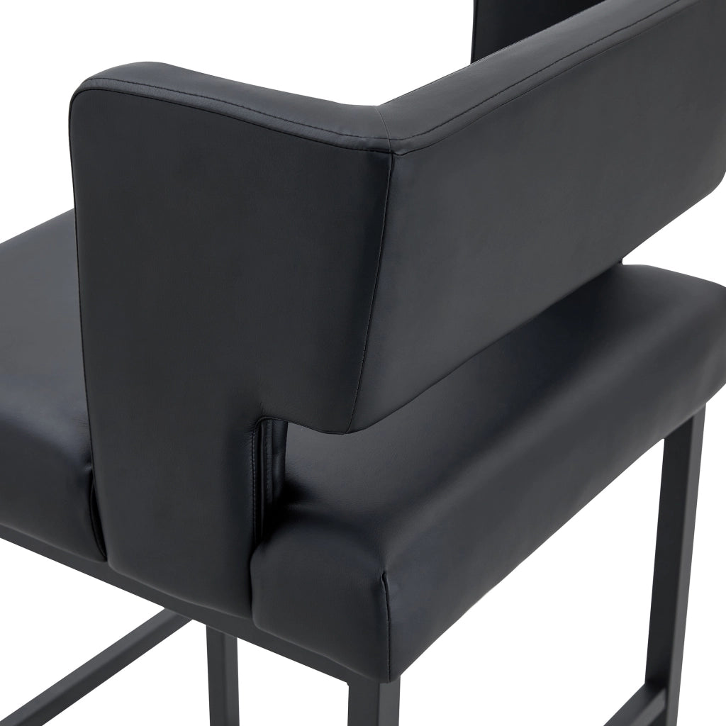 Sgabello da bar 1 posto con seduta imbottita, gambe in metallo, in pelle PU, nero