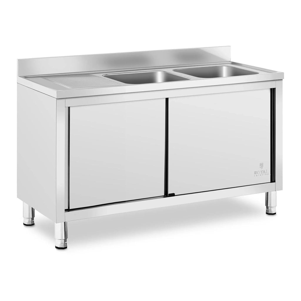Lavello in acciaio inox su mobile 2 vasche in acciaio inox 500 x 400 x 300 mm professionale 14_0005014