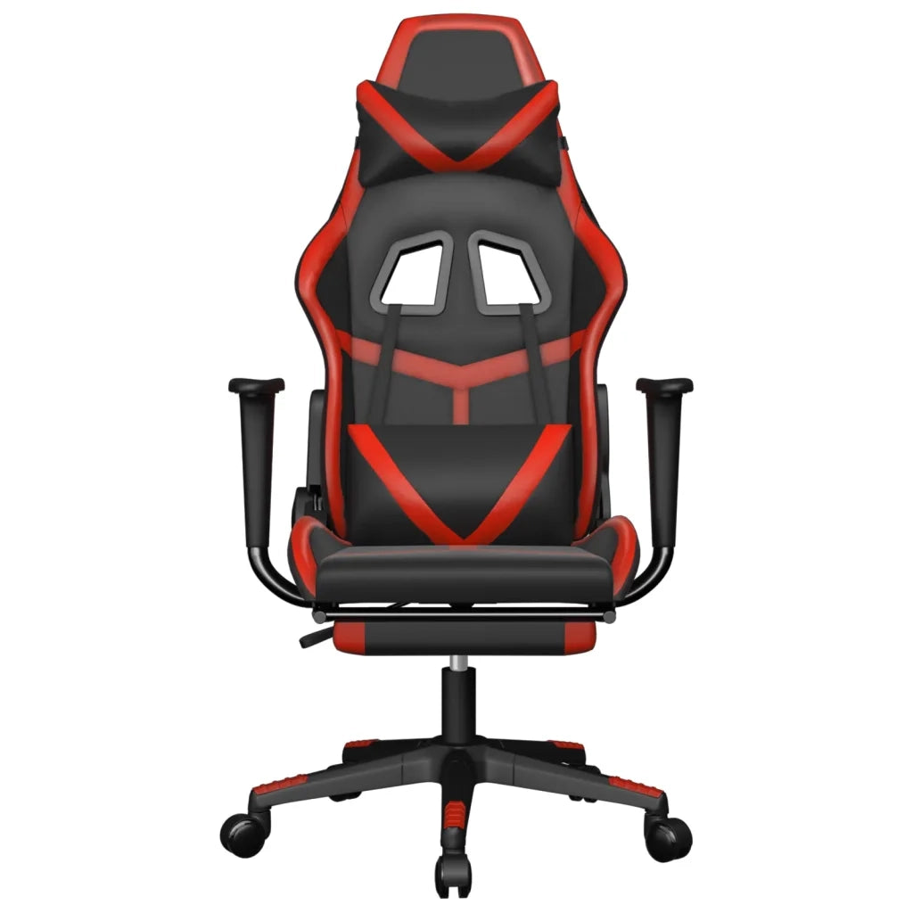 Sedia da Gaming con Poggiapiedi Nero e Rosso in Similpelle cod mxl 71860