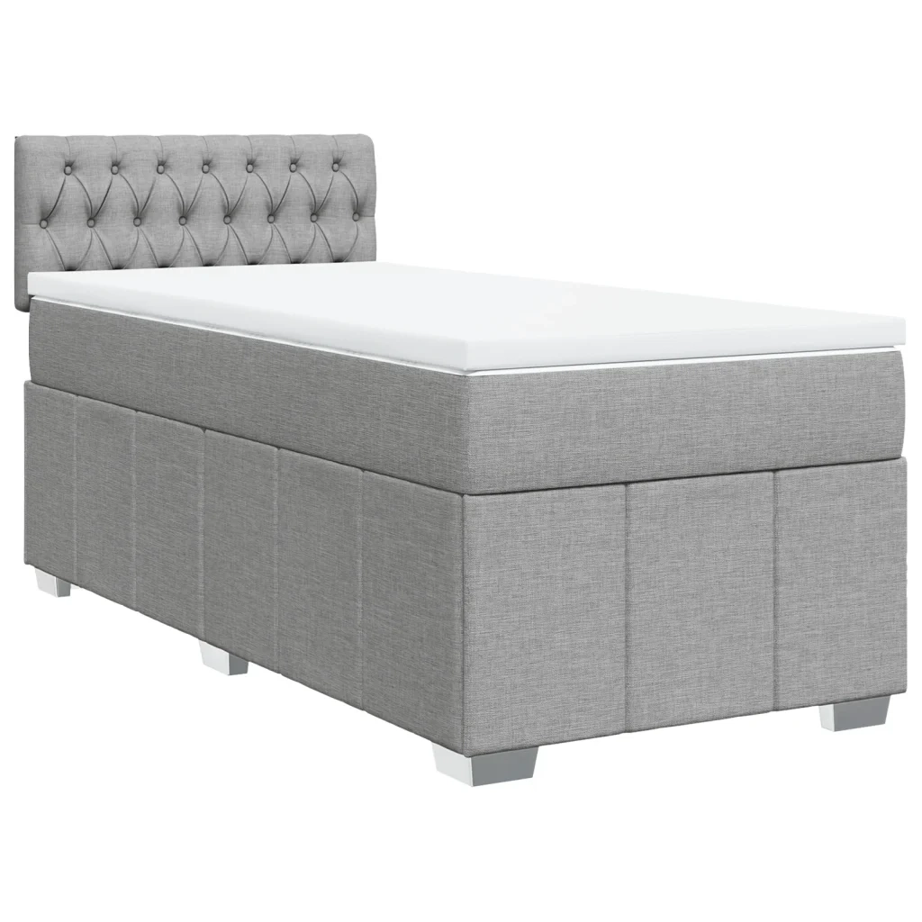 Giroletto a Molle con Materasso Grigio Chiaro 90x200 cm Tessuto