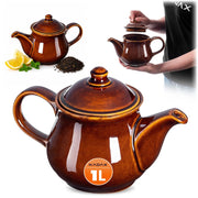 Teiera KADAX per caffè ed erbe aromatiche, 1 litro, con coperchio, in ceramica e gres.
