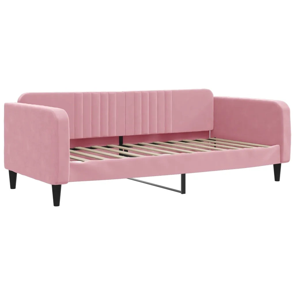 Divano Letto Estraibile con Cassetti Rosa 100x200 cm Velluto 3197145
