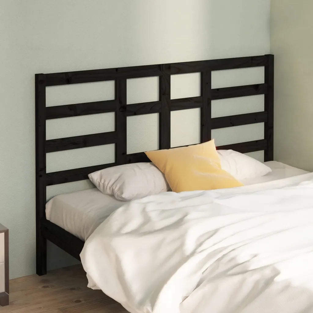 Testiera per Letto Nera 126x4x104 cm in Legno Massello di Pino 818134
