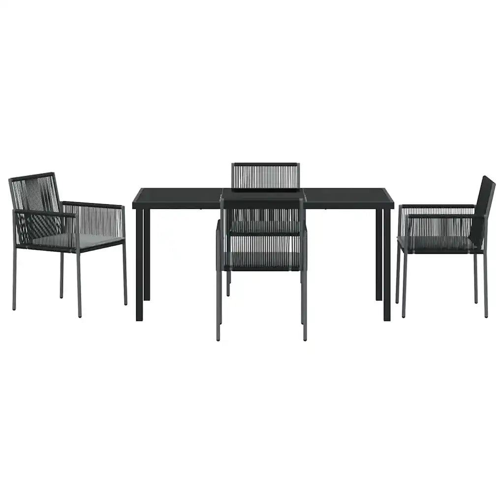Set da Pranzo per Giardino 5 pcs Nero Rattan in PE