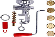 Aguzzino per Pasta Fresca con 5 Trafilature - Costruzione in Ottone - Include Borsa Antipolvere e Aluminio per Spaghetti, Maccheroni, Bucatini, Caserecce