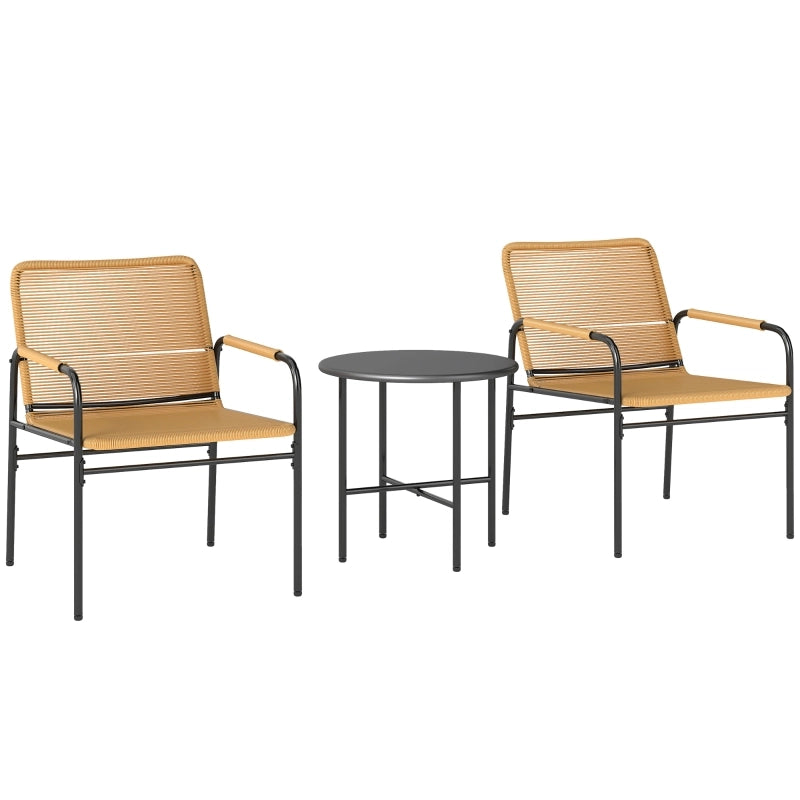 OKWISH Set da Giardino 3 Pezzi, 2 Poltrone e 1 Tavolo da Balcone per Terrazza o Veranda, Acciaio Giallo