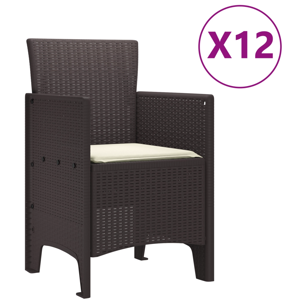 Set da Pranzo Giardino Set da 13 Pezzi Marrone e Panna Polyrattan