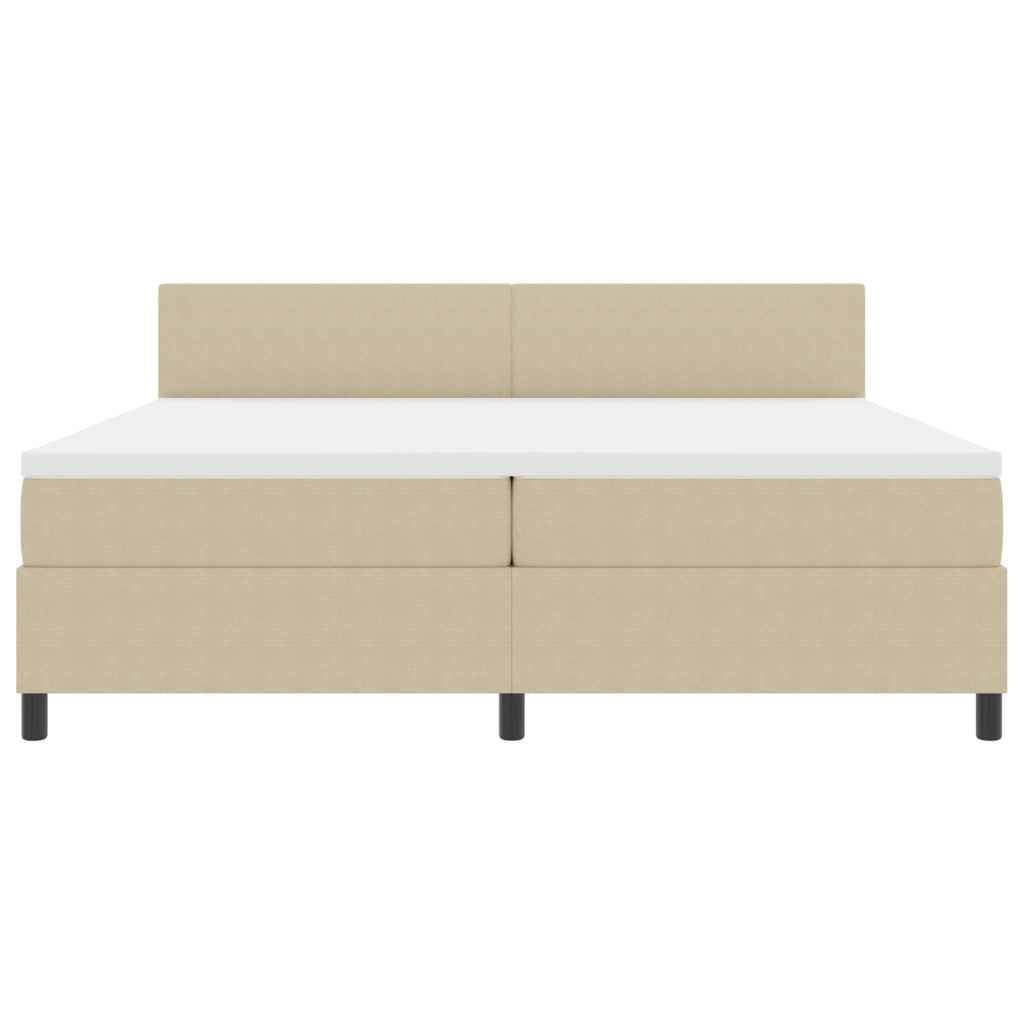 Letto con box spring con materasso beige 200x200 cm tessuto in corduroy