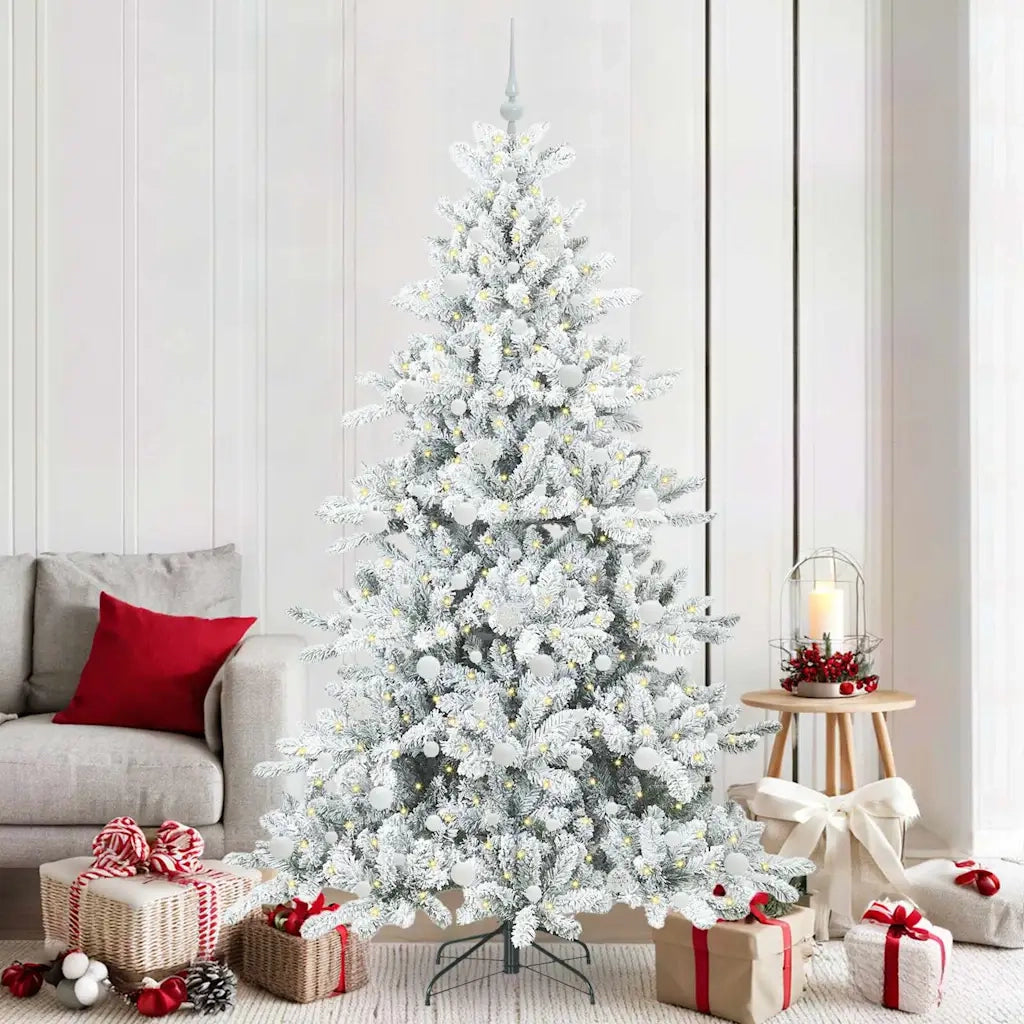 Albero di Natale | Decorazioni natalizie Artificiale con Rami Pieghevoli Bianco 210 cm