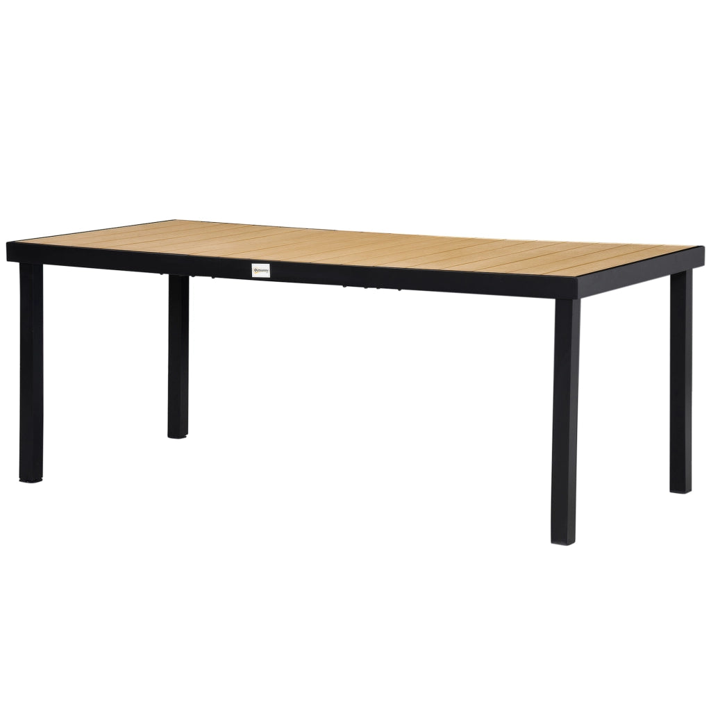 Tavolo da pranzo per 8 persone ¨C zephmum ¨C alluminio e plastica, colore naturale e nero, 190x90x74 cm