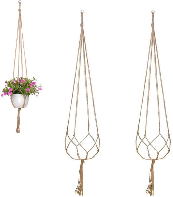 Sistema a doppia corda per piante, vaso da parete per fiori, adatto per casa, giardino, terrazzo e ufficio, decorazione interna ed esterna, solo sistema di sostegno, senza piante o vaso, 122 cm (beige)