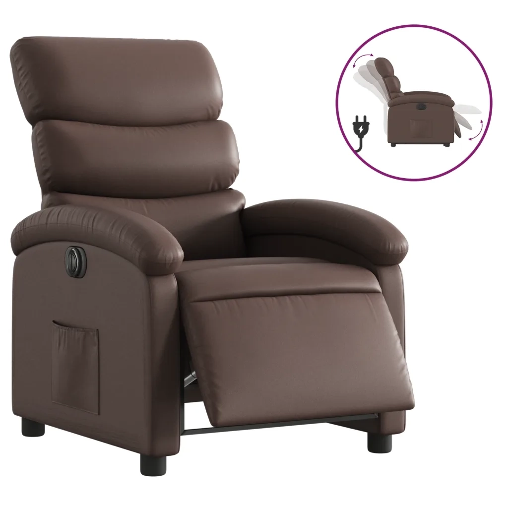 Poltrona Reclinabile Elettrica Marrone in Similpellecod mxl 91857