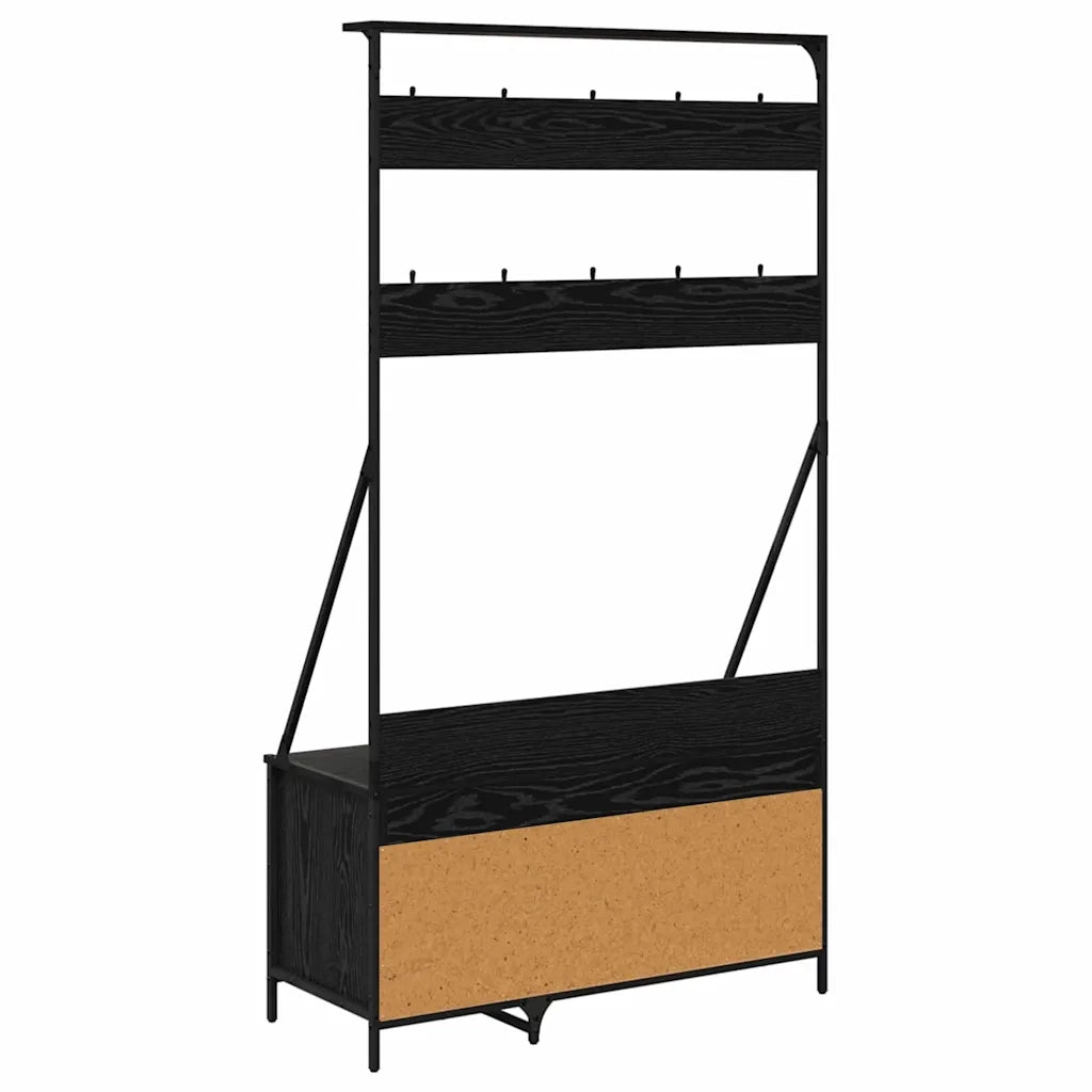 Stendibiancheria con lo scaffale Rovere Nero 100 x 41 x 184 cm 882891