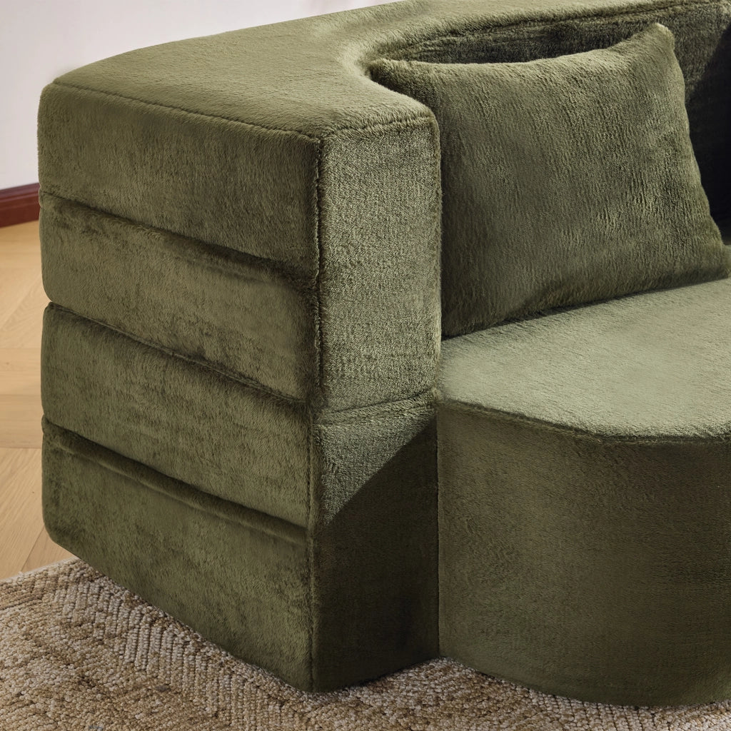 Divano letto due posti - Zephmum - Fodera in cotone - Verde - Pieghevole senza montaggio