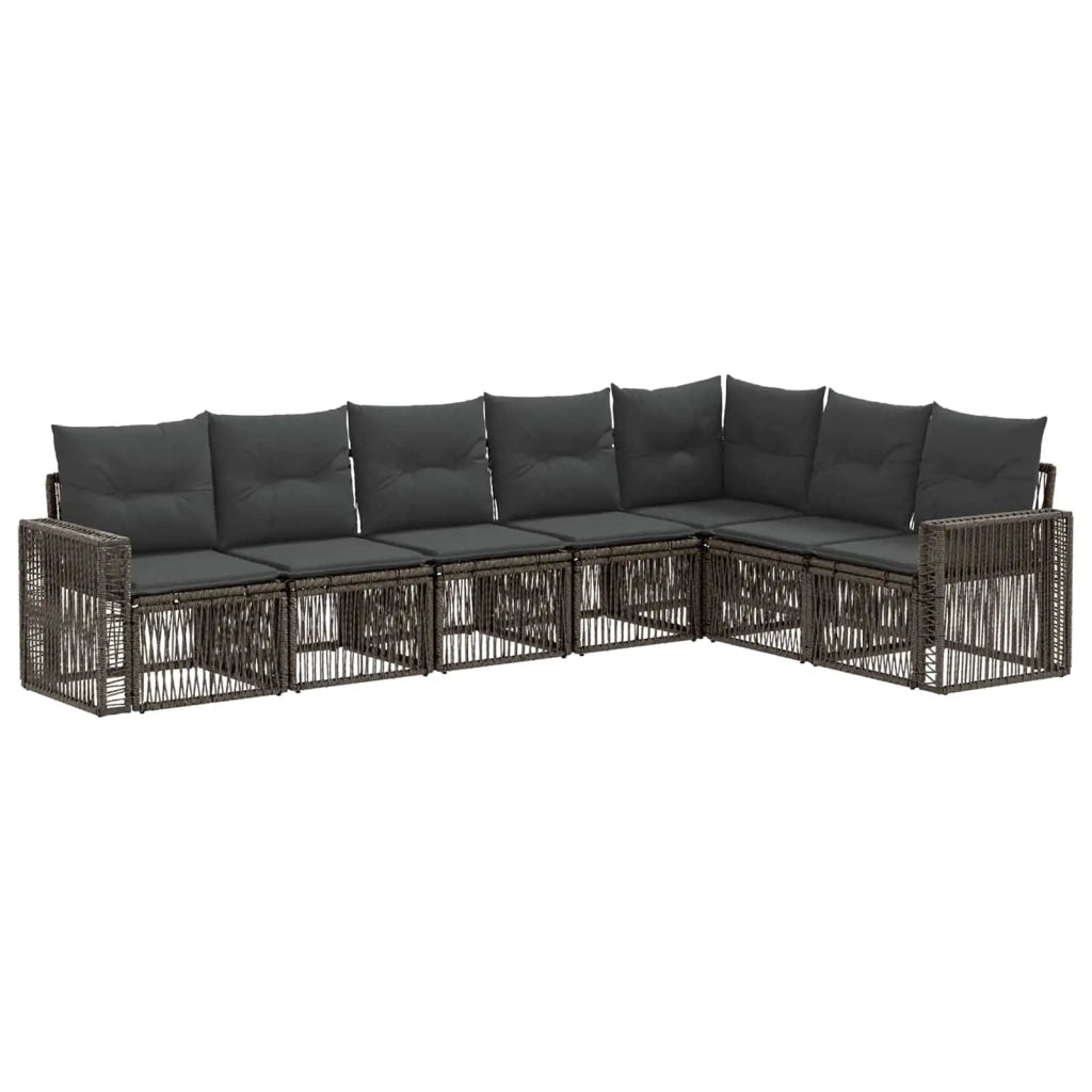 Set Divano da Giardino 7 pcs Grigio e Grigio Scuro polyrattan 3435134