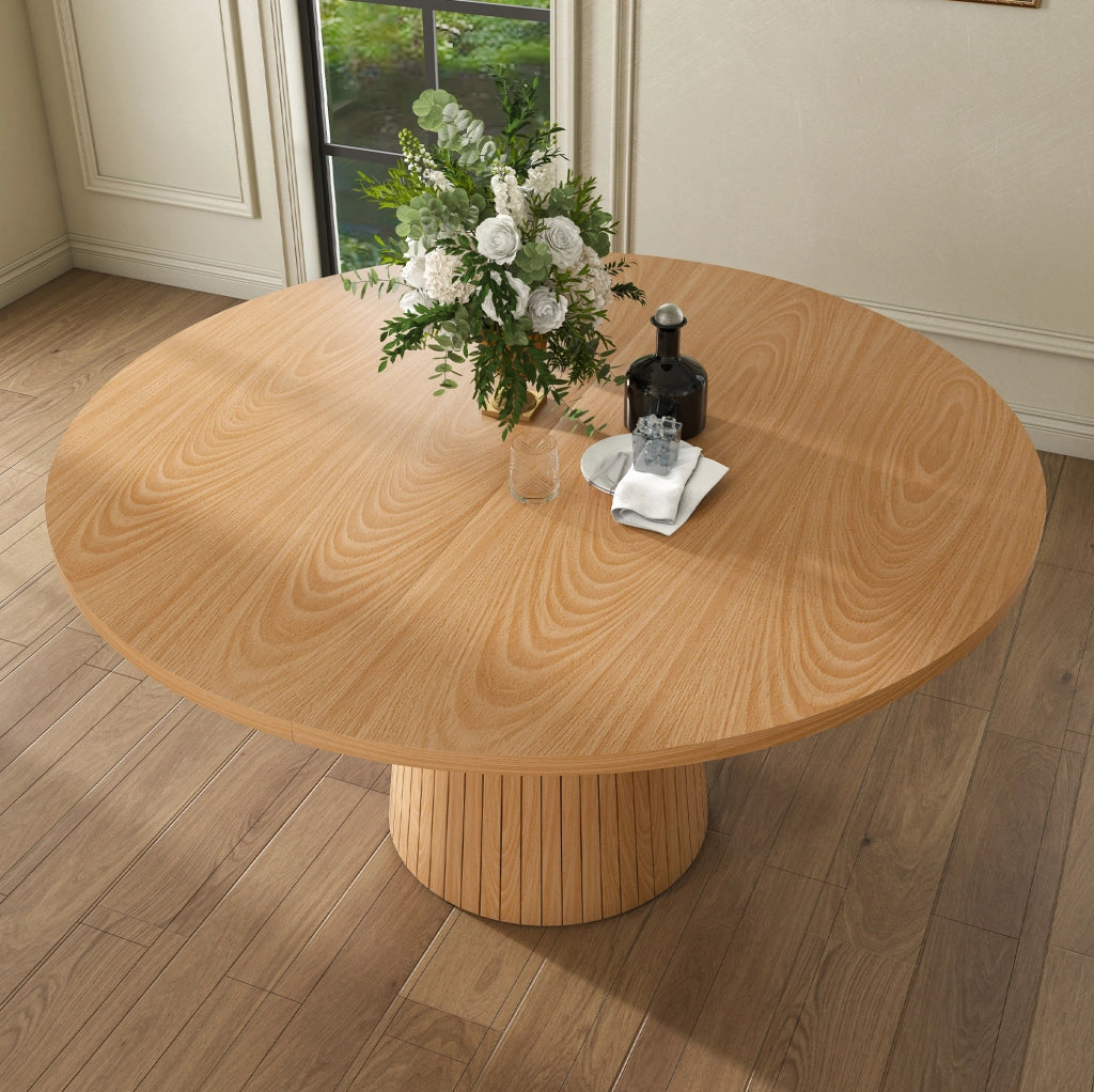 Tavolo da pranzo rotondo Ø110 cm effetto rovere