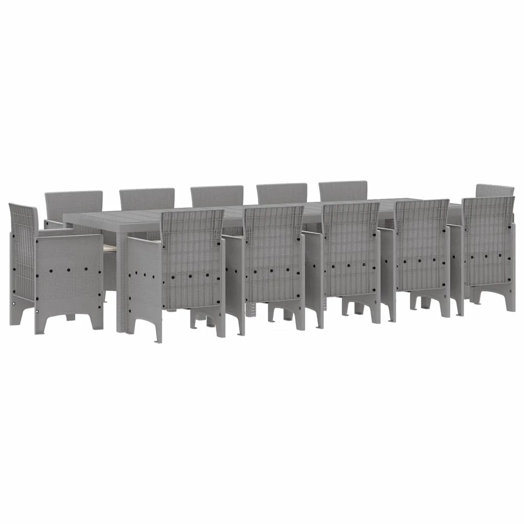 Set da Pranzo per Giardino 13 pcs Grigio chiaro Poly Rattan