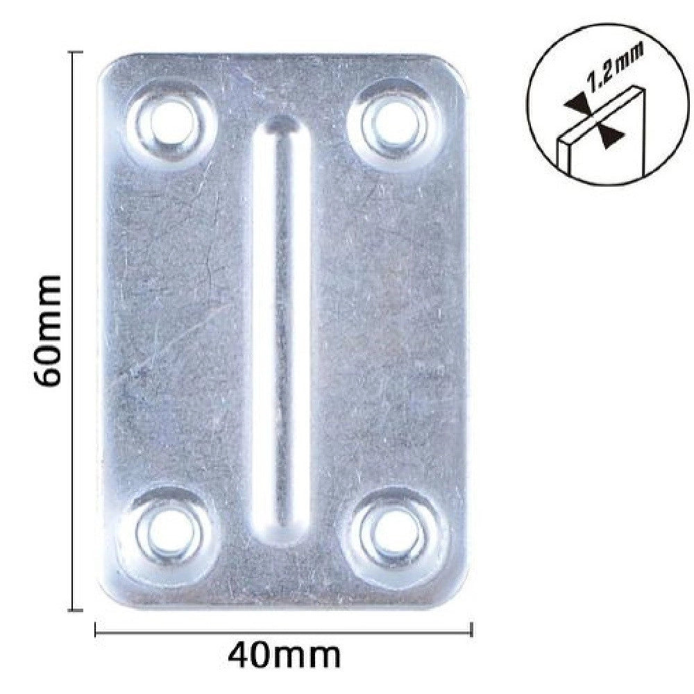 Trade Shop - Set 4pz Lastrine Lastrina Piastra Di Giunzione 60x40x1.2mm Con Viti Mobili 57133 -