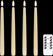 Fiammelle in batteria alimentate, luci a fiamma LED a controllo a distanza, con timer, in cera vera, con candelabro a forma di fiamma, pacchetto da 4.