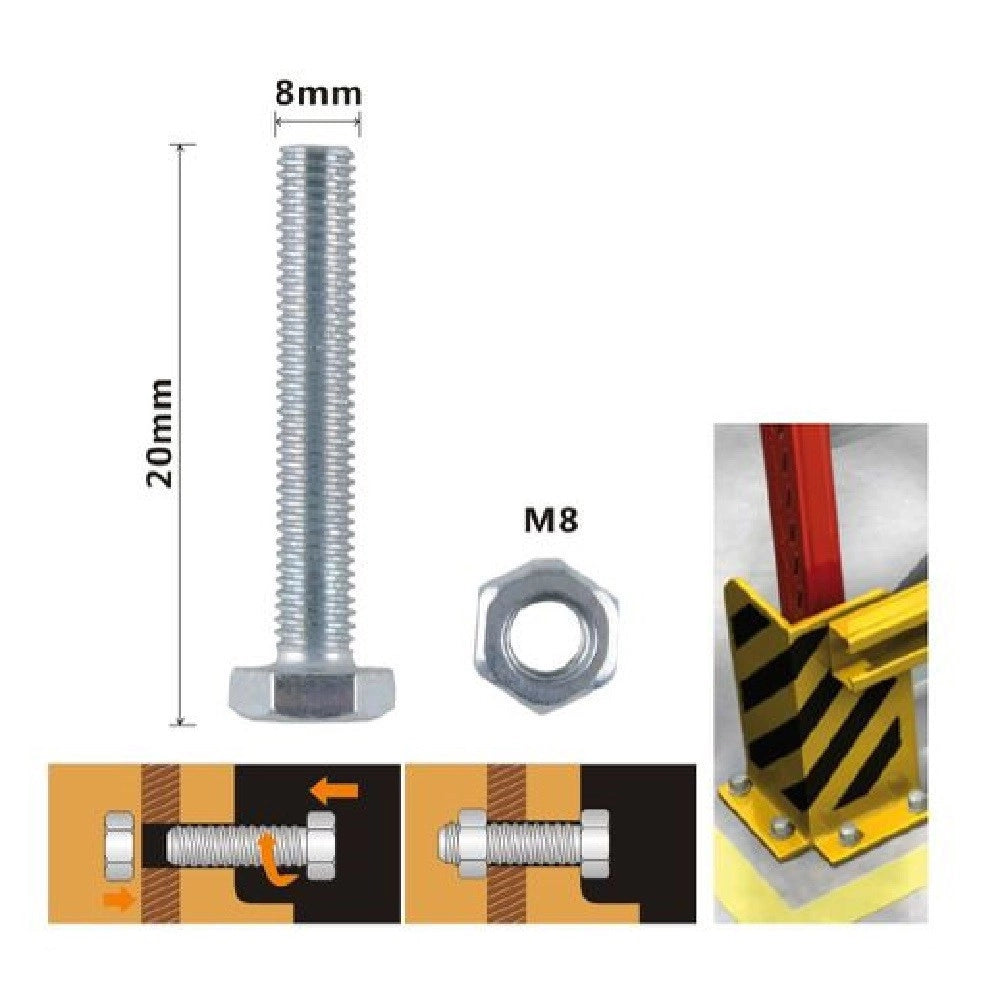 Trade Shop - Set 3 Pz Vite Viti Per Esterno A Testa Esagonali 8 X 20mm Con Dadi Dado M8 90919 -