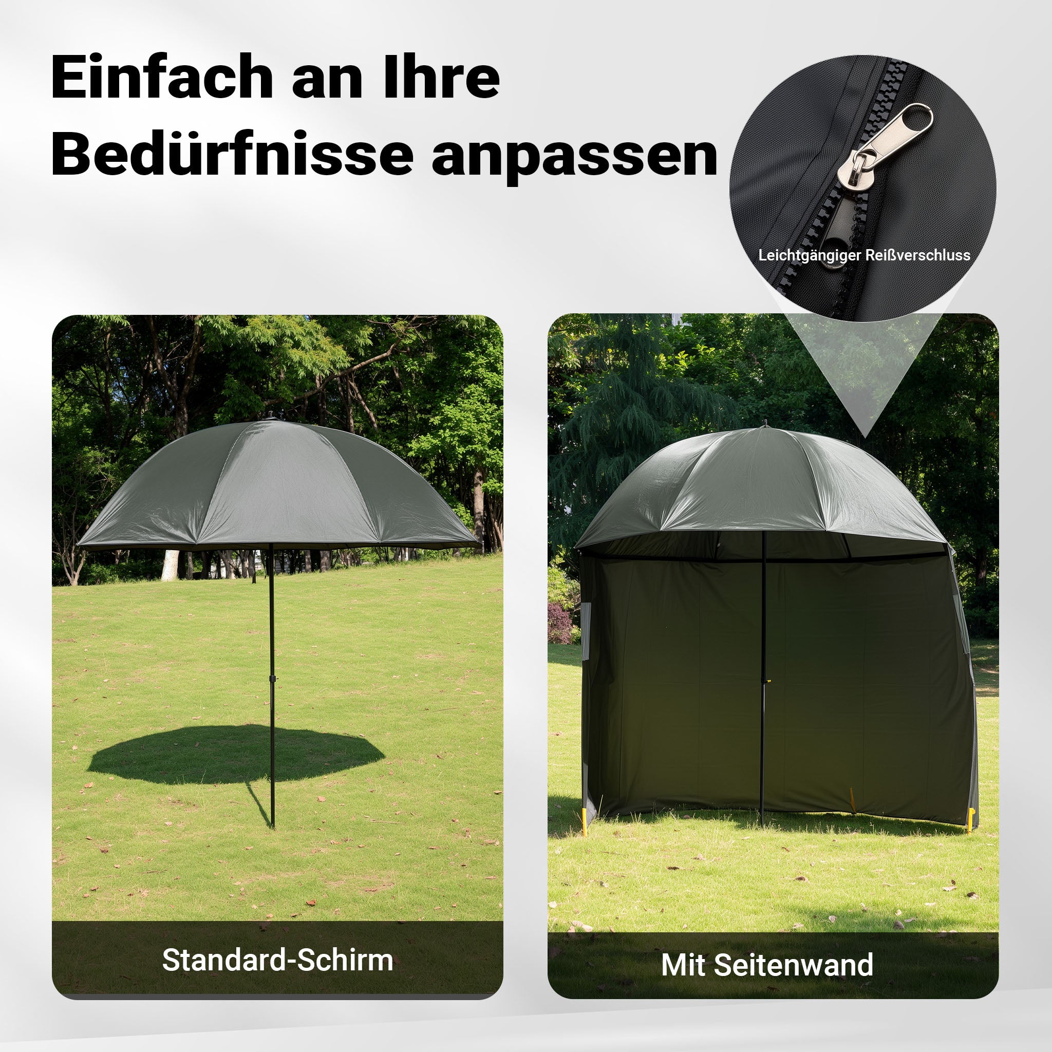 Ombrellone da pesca con tenda e due finestre 250 cm Protegge da vento e pioggia