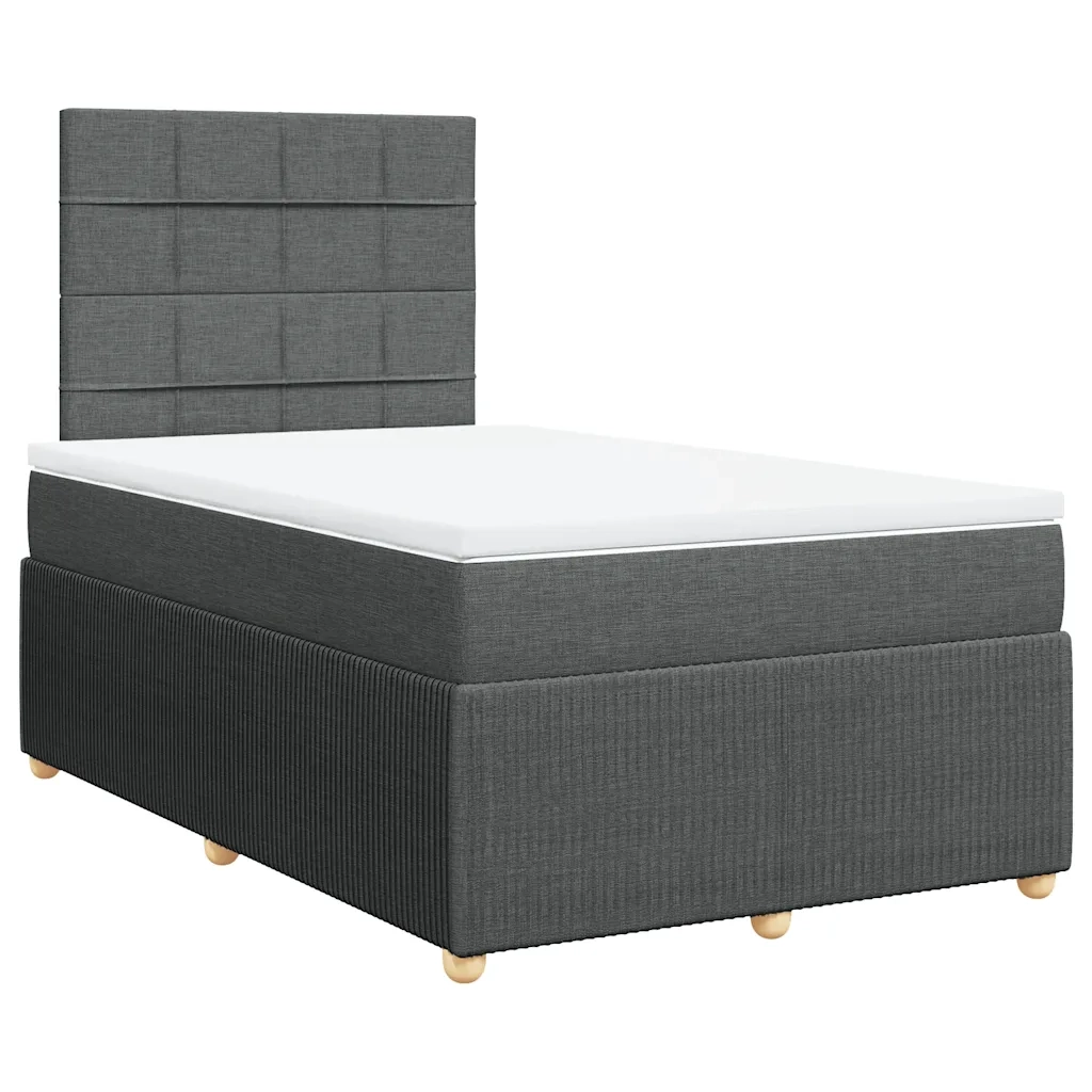 Giroletto a Molle con Materasso Grigio Scuro 120x200 cm Tessuto