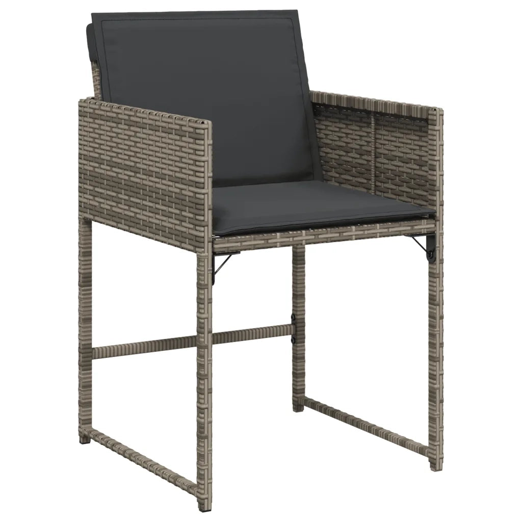 Set da Pranzo da Giardino 5 pz con Cuscini in Polyrattan Grigio