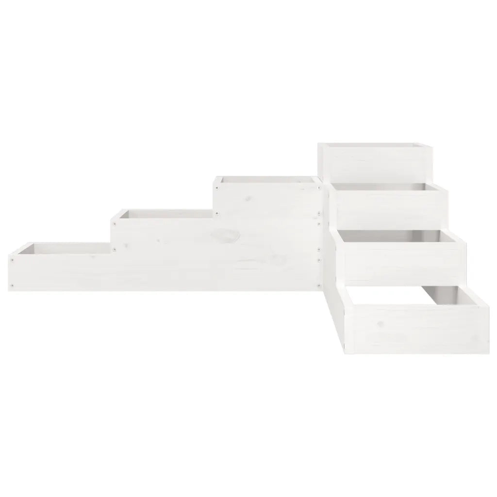 Fioriera di design a 4 livelli a forma di L in legno massello per balcone 106 x 104,5 x 36 cm realizzata in legno di pino bianco 02_0048510