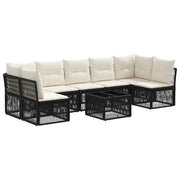 Set Divano da Giardino 8 pcs Nero polyrattan