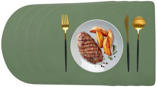 Set di tovaglie per tavolo - Impermeabile - Antiscivolo - 45 x 30 cm - Verde scuro/Grigio - Resistente al calore