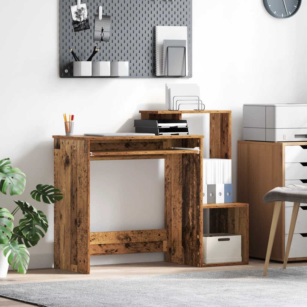 Scrivania Marrone per Computer Legno Vecchio Legno Ingegnerizzato