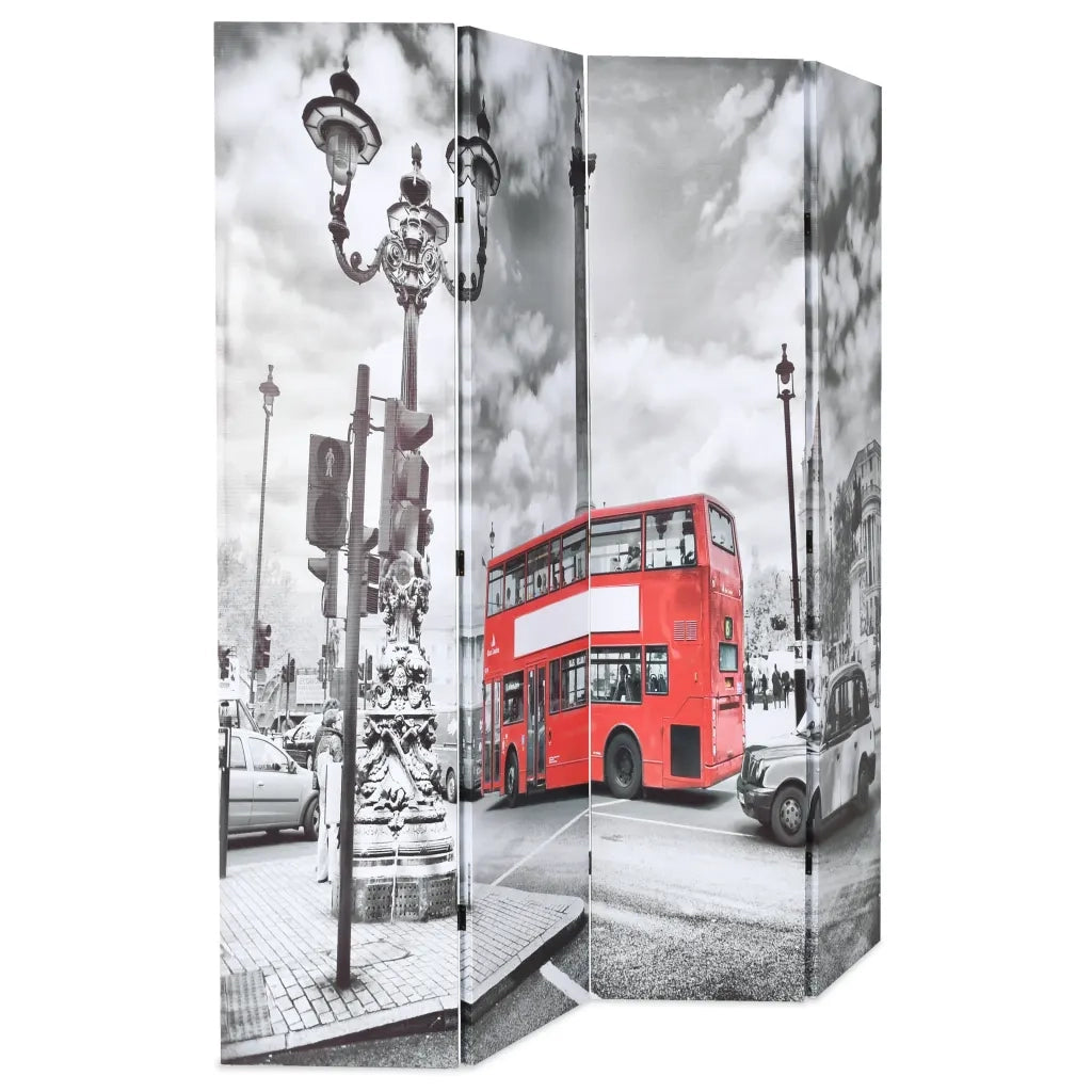 Divisorio Ambienti | Divider per stanze | Paravento Pieghevole 160x170 cm Stampa Bus Londra Bianco e Nero