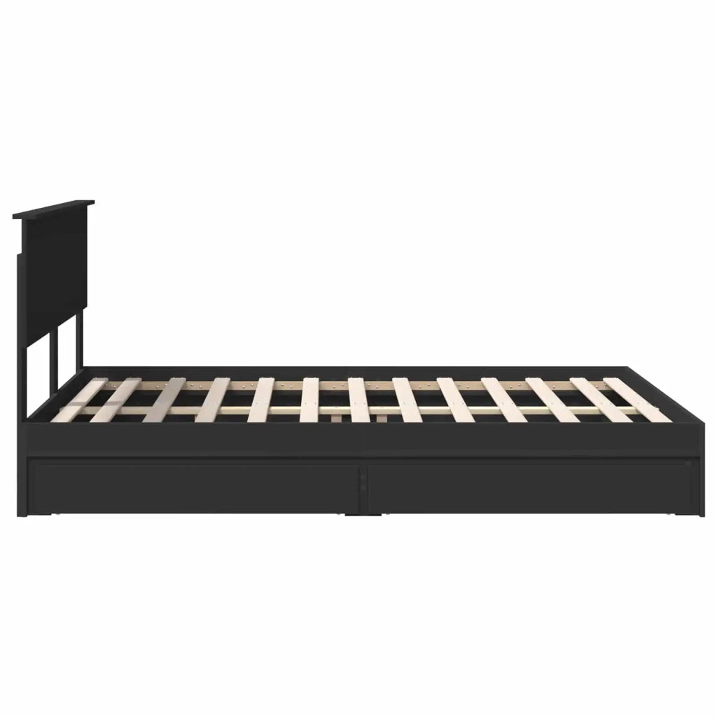 Letto con Contenitore Nero 135 x 190 cm Legno multistrato 3410806