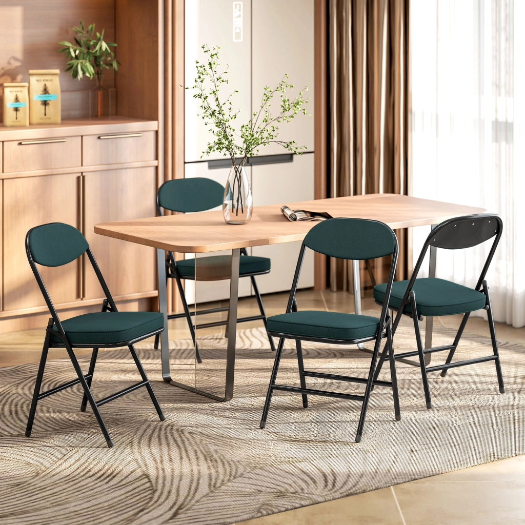 Set 4 Sedie Pieghevoli ¨C Xylo ¨C Velluto Blu Seduta Imbottita Schienale